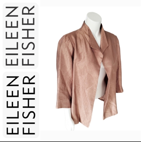 Eileen Fisher Tops - Eileen Fisher Silk Rose Shimmer Evening Jacket. Sz 1X.